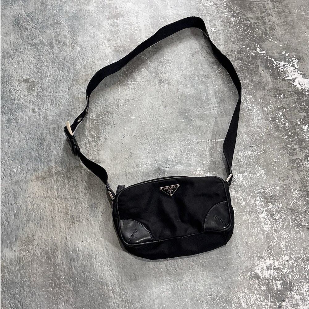 Prada Re-Nylon and Saffiano Leather Shoulder Bag! Black Italy Luxury